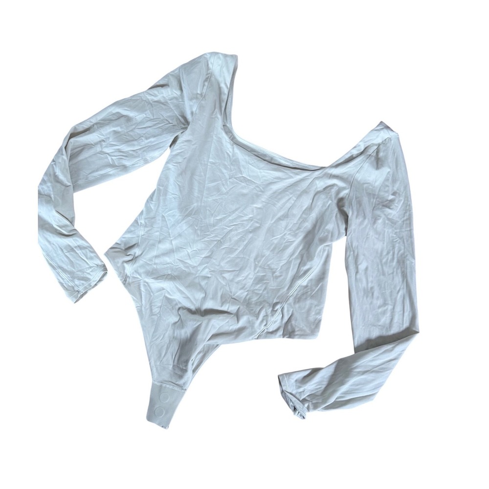 Lululemon Wundermost Nulu square neck long sleeve bodysuit in cream